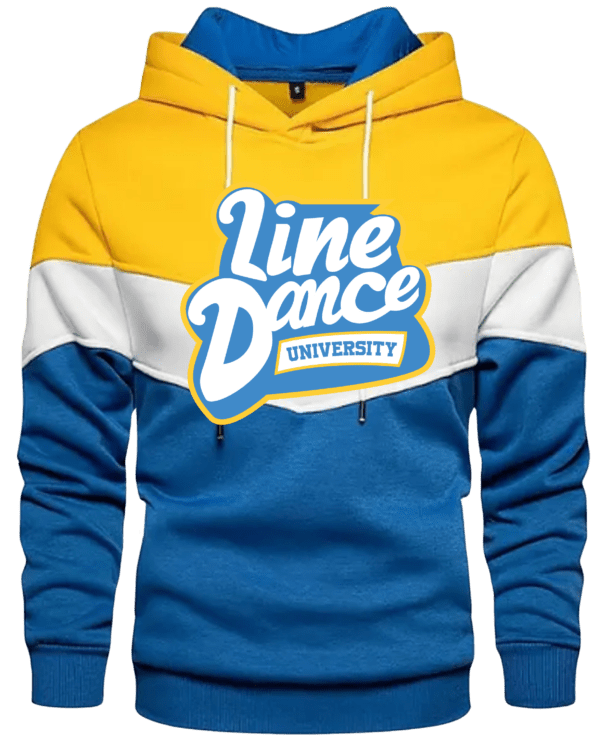 Stylish Line Dance Color Block Pullover Fleece Hoodie - Comfortable & Trendy Unisex Hooded Sweatshirt